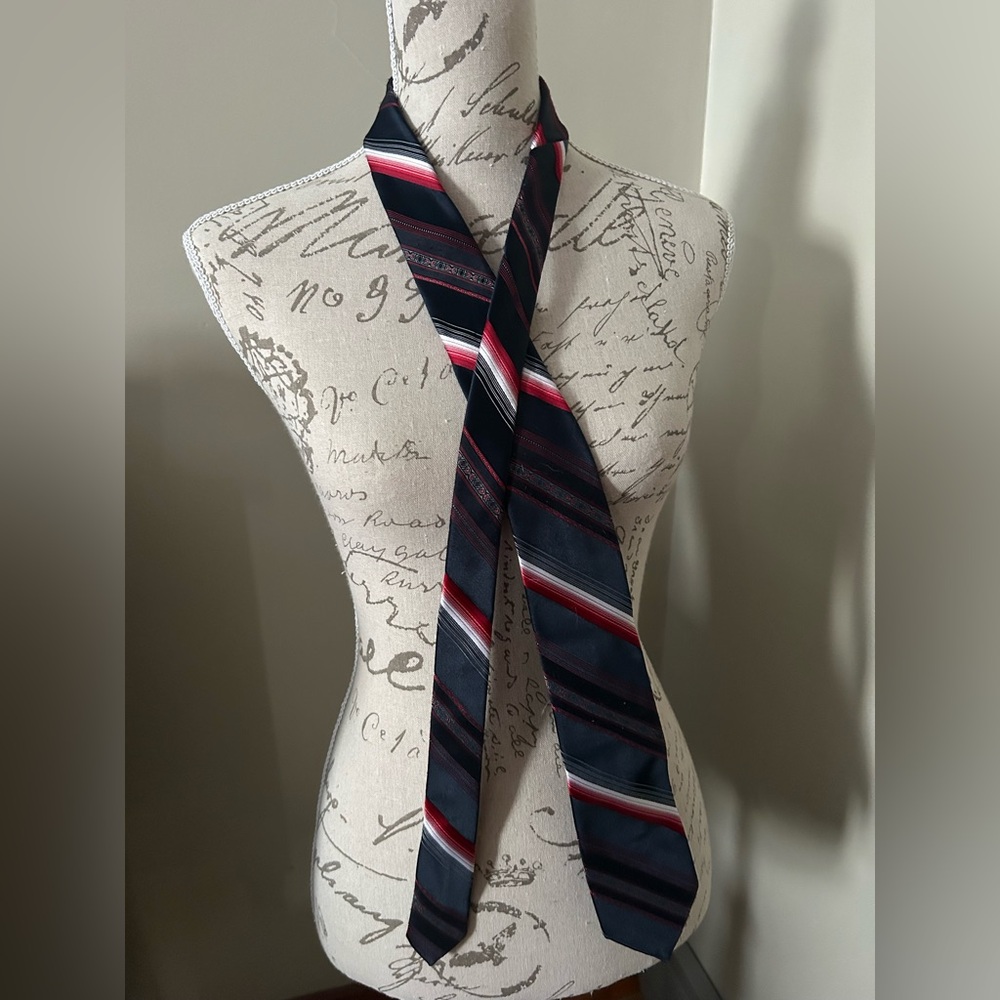 Dior Navy and Red Striped Tie